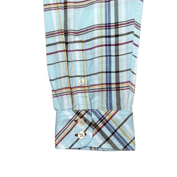 Talbots Womens Long Sleeve Plaid Cotton Button Down Shirt Size PL Blue Multi - Picture 5 of 9